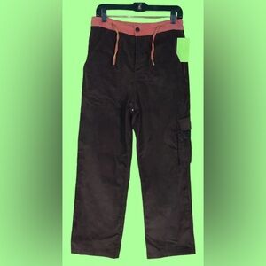 Wide leg Corduroy Pants with Coconut Shell Button. New With Tags.